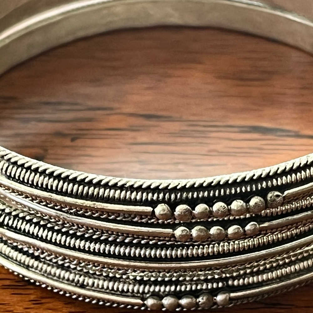 Turkish Silver Tone Bangle Bracelets - image 1